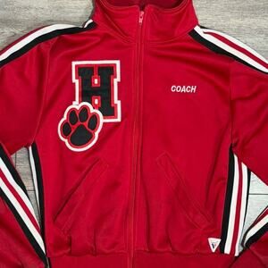Vintage 80s 90s Y2k Varsity Spirit Fashions Red Jacket, Made in USA, sz MEDIUM